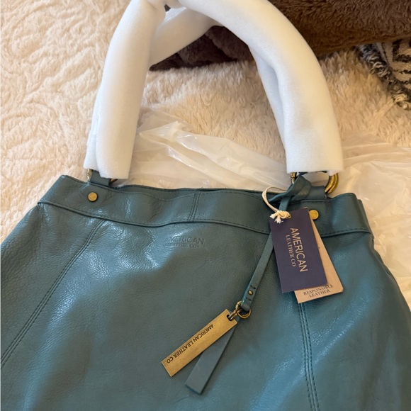 Teal Leather Shoulder Bag - Picture 12 of 13